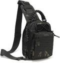 Tactical Sling Bag Pack Military Shoulder Bag Chest Pack Messenger Molle Sport Backpack Hiking Daypack Men Women (Black CP)