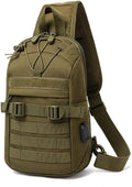 Outdoor Sports Hiking Sling Bag Shoulder Pack Camouflage Tactical Molle Chest Bag - Green