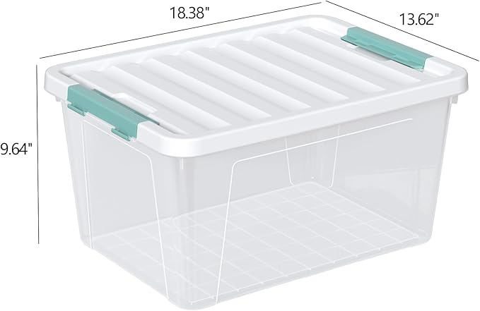 35 Quart Latch Storage Box 6-Pack Clear Plastic Storage Bins with Latching Lids