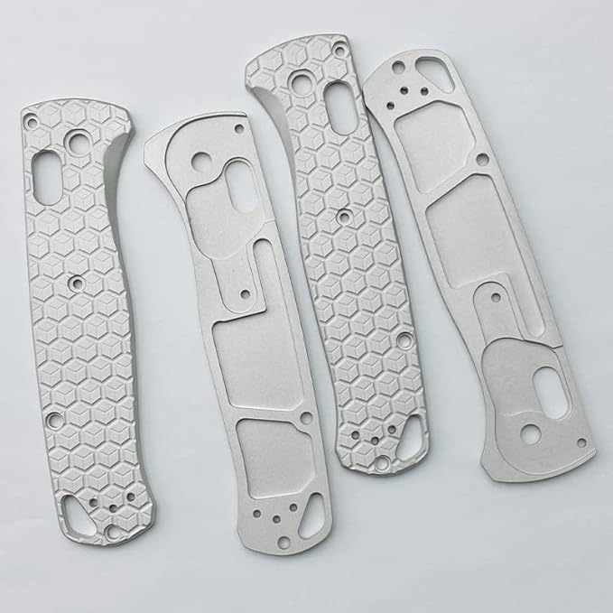 1 Pair Aluminum Scales Fits for Bugout 535 CNC Handle Patch DIY Replacement Accessory(Silver)