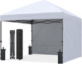 ABCCANOPY Easy Pop up Canopy Tent with 2 Sidewalls for Outdoor Sun Blocking or Rain Protection8x8 White