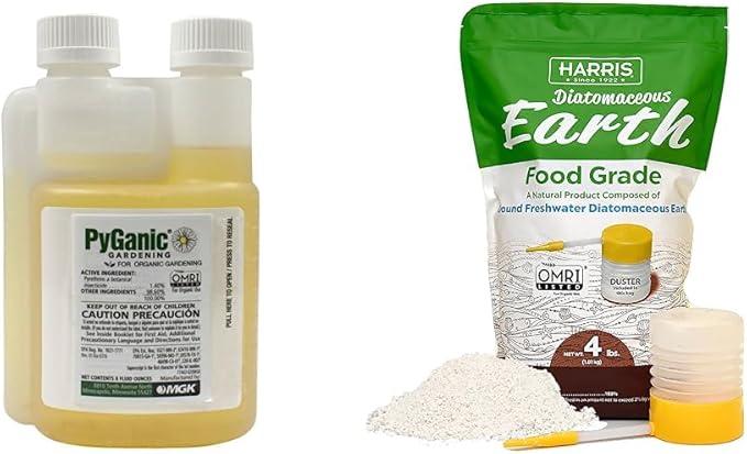 PyGanic Gardening 8oz Botanical Insecticide + Harris Diatomaceous Earth Food Grade (4lb)