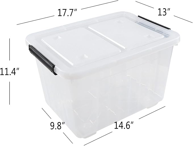 30 Quart Clear Storage Latch Bin with Lids Clear Storage Totes with Lid 4-Pack