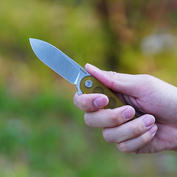 Small EDC Folding Pocket Knife for Man or Woman - 2.59 D2 Steel Satin BladeMini Ultem Handle with ClipClassic Design for Outdoor Camping Hiking &amp Everyday Carry. Han309-JUS