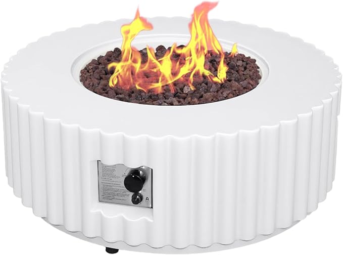 Afterglow Firepits All Terrafab External Gas Tank for Outdoor Use Round 50000Btu White