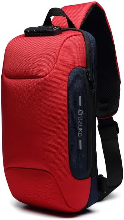 Sling Bag for Men Anti Theft Backpacks With USB Charger Travel Hiking Chest Bag Daypack Water Proof Sports Mountaineering(Red)