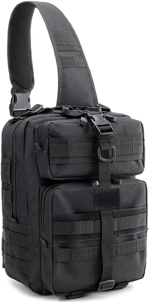 Sunnystacticalgear Outdoor Sports Hiking Sling Bag Shoulder Pack Camouflage Tactical Molle Chest Bag - Black