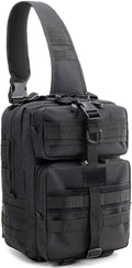 Sunnystacticalgear Outdoor Sports Hiking Sling Bag Shoulder Pack Camouflage Tactical Molle Chest Bag - Black