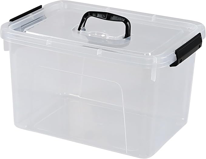 10 L Clear Plastic Storage Bin with Handle Latching Storage Box Bin with Lid 1 Packs