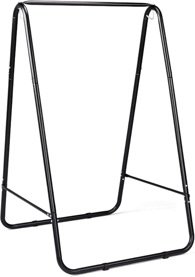 Premium Hammock Stand Heavy Duty Steel Frame with Waterproof Coating 600lb Capacity Outdoor Hanging Stand Non-Slip Base for Secure Placement on Patio Garden or Balcony
