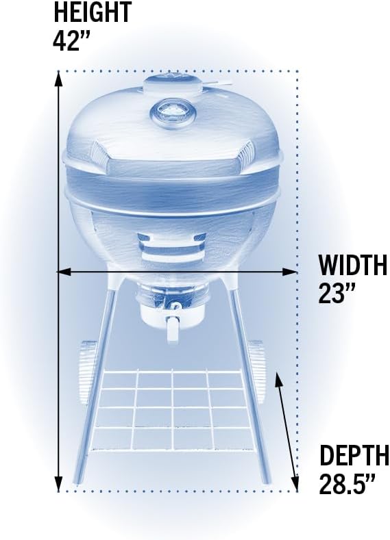 Napoleon PRO22 Professional Charcoal Kettle Grill Black Porcelain-Enameled Lid and Bowl Chrome-Plated Cooking Grid