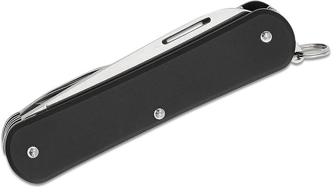 Fox Knives Vulpis FX-VP130-SF5 Slipjoint EDC Pocket Knife 5-in-1 Multitool - 2.17in Blade Hacksaw Bottle Opener Can Opener Scissors Flat Head Screwdriver - Every Day Carry (Black)