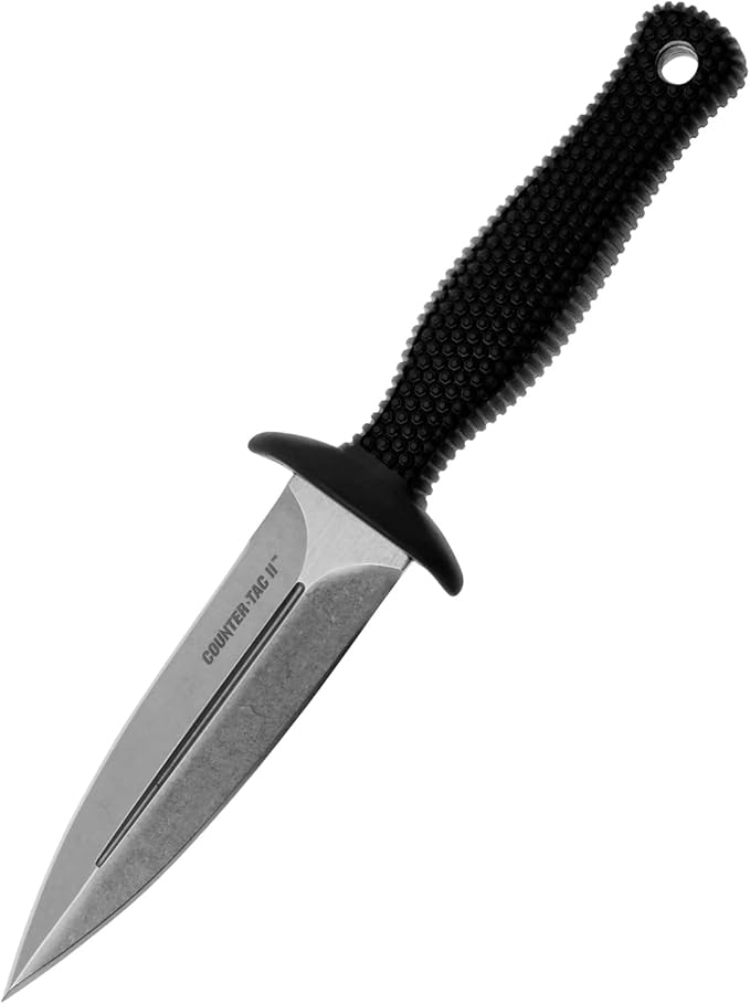 Cold Steel Counter TAC II 3-3/8 Japanese AUS8A w/Stonewash Finish Spear Point Fixed Blade Multi-Purpose Tactical Game Hunting Boot Knife Kray-Ex Handle Weather-Resistant Secure-Ex Sheath