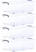 Superio Storage Bins with Lids Clear Plastic Containers for Organizing Stackable Totes BPA Free Odor Free Organizer Boxes for Home and Dorm (4 Pack 42 Quart)