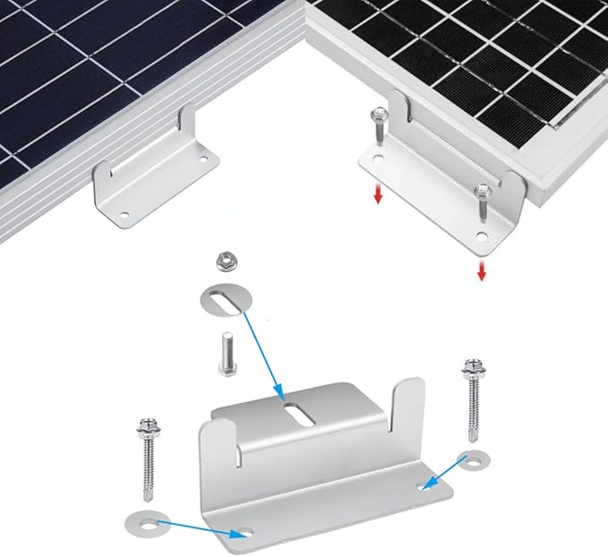 Solar Panel Mounting Brackets Z Bracket with Nuts and BoltsSuitable for 50W to 150W Solar Panels on RVBoatsMotorhome Cabins Sheds GaragesOff Grid Stainless Steel 2 Units (8PCS)