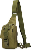 EDC Shoulder Bag Chest Pack Single Shoulder Messenger Tactical Military Bag Sport Backpack Hiking Daypack Men Women (Military Green)