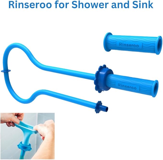 Rinseroo: Shower Cleaning Thing–Slip-On Handheld Hose Attachment for Fast Mess-Free Shower Wall Rinsing–6 Ft Hose Fits Up to 5 Shower Head –Temporarily Converts Standard Shower into Handheld