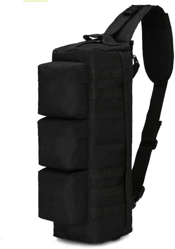 Sunnystacticalgear Outdoor Sports Hiking Sling Bag Shoulder Pack Camouflage Tactical Molle Assault Combat Bag - Black