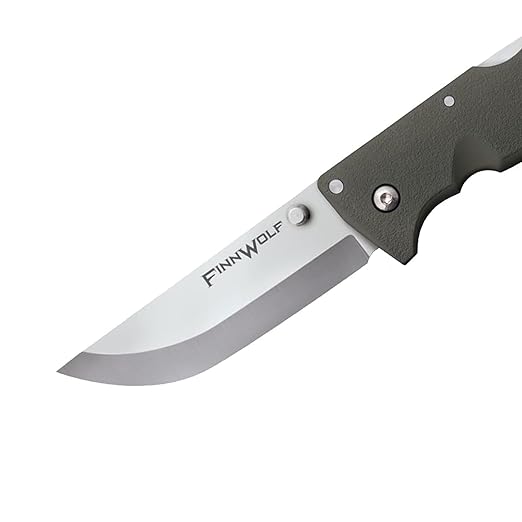 COLD STEEL Finn Wolf 3.5in AUS8A Razor-Sharp Straight Back Blade 4.375in Griv-Ex OD Green Handle Hunting Folding Knife Boxed