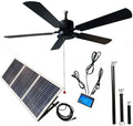 Outdoor 52 solar ceiling fan with wooden blades total 60W solar panel for porches patios gazebos breezeways (Day/Night operation version battery not included 20 inch downrod)