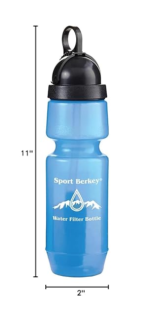 Sport Berkey Water Filter Bottle Ideal for Off-Grid Emergencies Hiking Camping Traveling and Everyday Use at Home Work or School