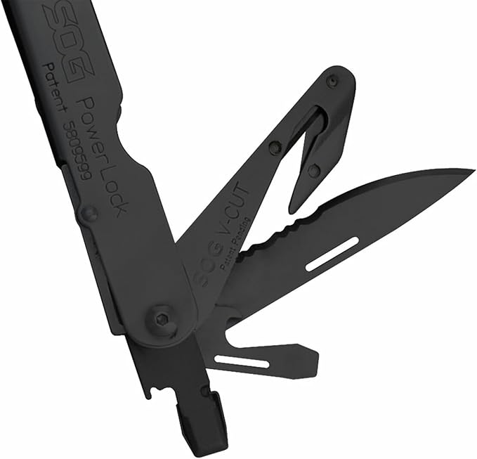 SOG Powerlock V-Cutter- Multi-Tool Pocket Utility Tool Set with 18 Specialty Tools for Heavy-Duty Field Use and Nylon Carrying Pouch (B63N-CP)