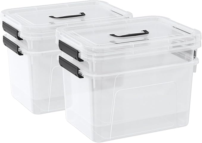 18 Qt. Plastic Storage Bins with Lids Clear Stackable Storage Containers for Organizing Durable Storage Box 4 Pack