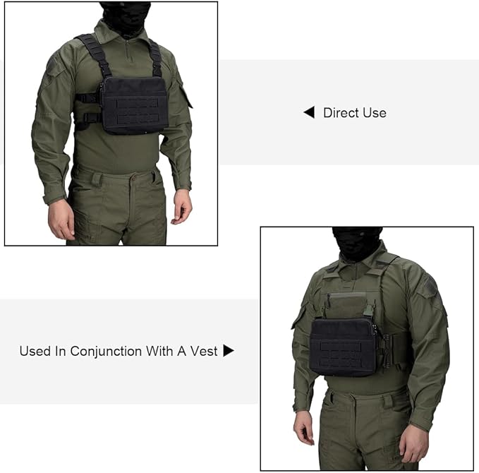 IDOGEAR Tactical Chest Bag with Insert 5.56/7.62 Mag Pouch Recon Kit Kangaroo Chest Bag Utility Laser-cut MOLLE Admin Pouch