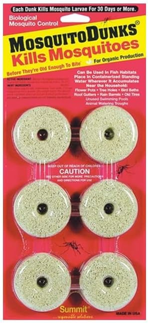Summit Slow Release Mosquito Dunks 6 Count Packs – Case of 12 Floating Water Treatment Discs for Standing Water Long Lasting Mosquito Control for Rain Barrels Gutters &amp Outdoor Water Areas
