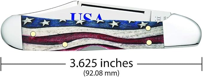 Case WR XX Pocket Knife Patriotic Smooth Natural Bone Mini Copperlock Item #64141 - (61749L SS) - Length Closed: 3 5/8 Inches