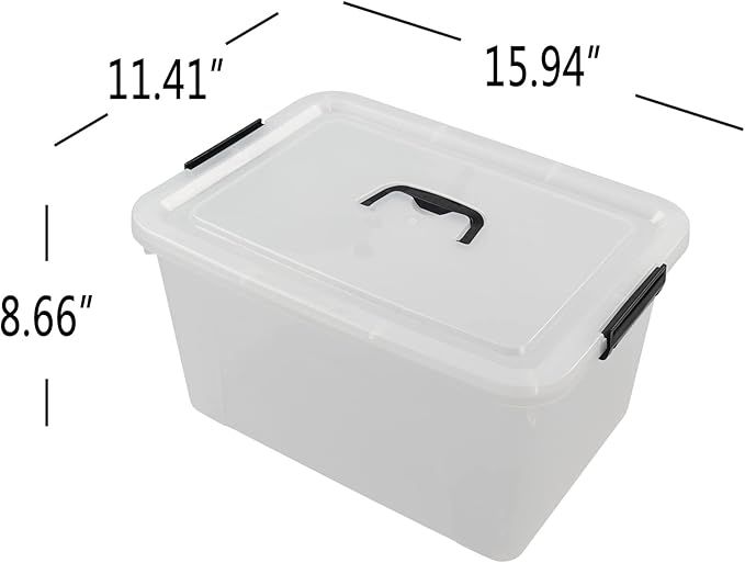 18 Liter Clear Plastic Box with Lid 4-pack Clear Bins Totes for Storage