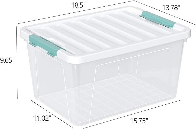 6-Pack 35 Quart Plastic Storage Bin with Lid Clear Latching Container Box