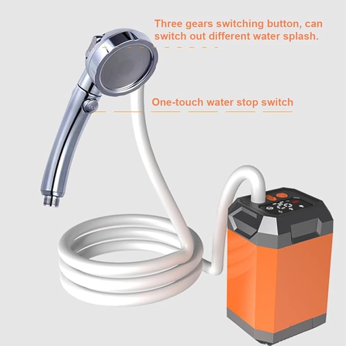 TARSHYRY Shower Pump Portable Rechargeable Real Time Display High Water Pressure for Outdoor Camping Traveling Hiking with USB Rechargeable Design