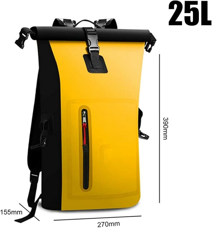 Dry Bags Waterproof Backpack for Women Men 25L Roll Top Floating Bag for Kayaking Hiking Fishing Camping Beach (Black)