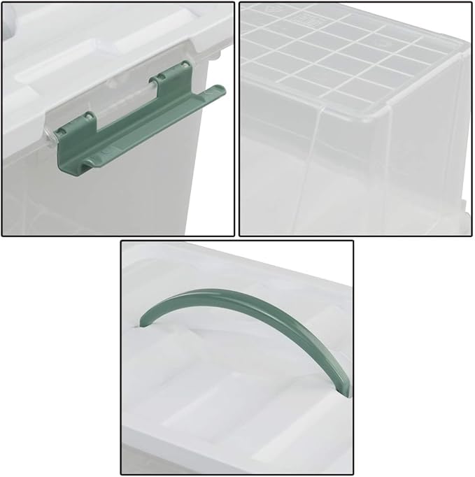 Jekiyo Clear Latching Box Plastic Storage Bin 2 Packs(6 Quart&amp14 Quart)