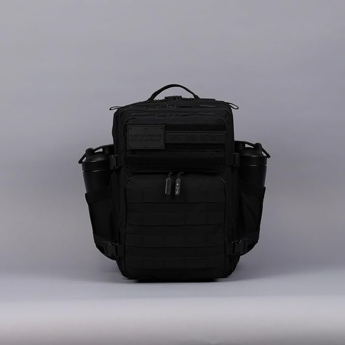WOLFpak 25L Tactical Gym Backpack (Nightshade Edition) Durable 1000D Waterproof Oxford Material with MOLLE Webbing Laptop Pocket &amp Dual Cup Holders