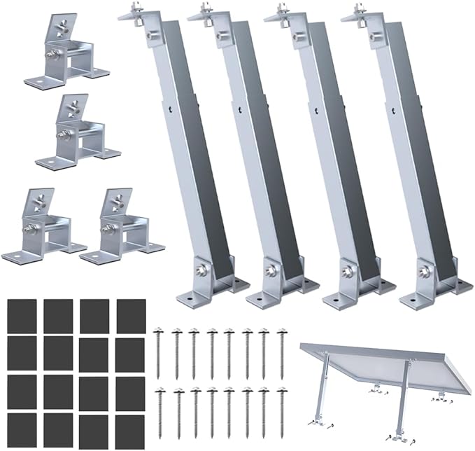 Adjustable Solar Panel Tilt Mount Brackets Stand Support Any Solar Panels for RV Roof Boat Yacht Flat Surface Camping Off-Grid Systems（2sets）