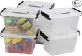 Asking Plastic Latching Box with Black Handle Lidded Storage Bins 6 Packs 3 Quart