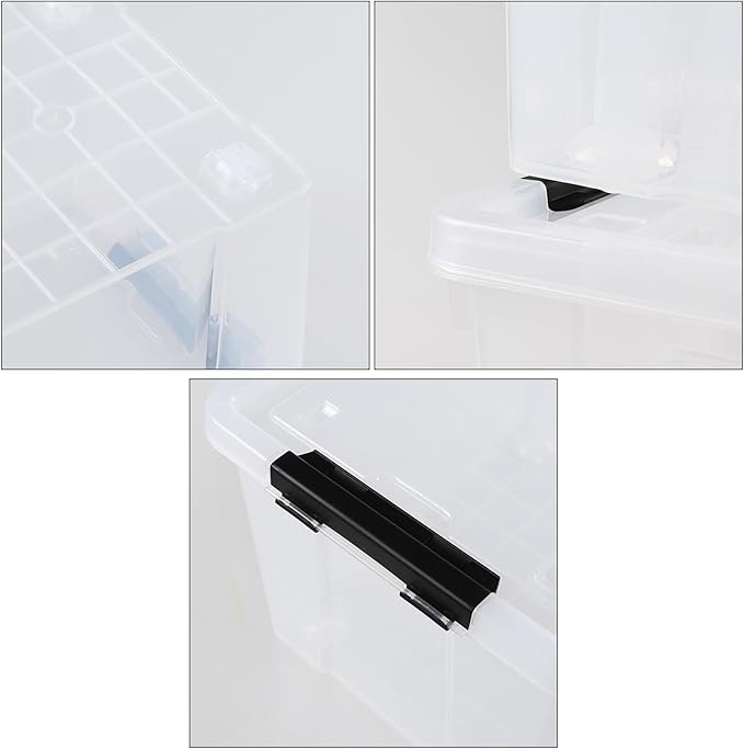 50 Quart Large Clear Storage Box with Wheels 4-Pack Clear Plastic Storage Bin with Lids