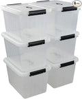 12 Quart Plastic Storage Box with Handle 6 Pack Clear Latching Container Bin