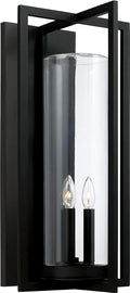 Capital Lighting 948231BK Kent Modern Vertical Line Clear Glass Cylinder Outdoor Wall Lantern 3-Light 180 Total Watts 25 H x 12 W Black