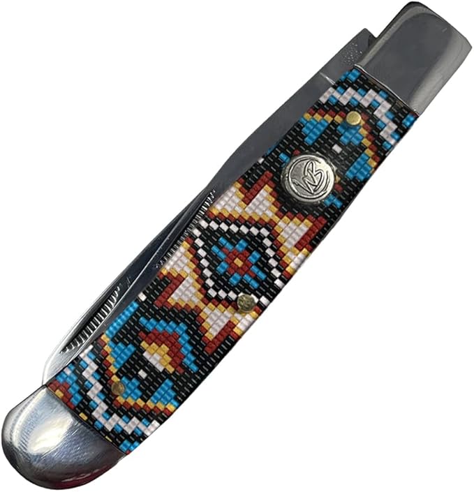 WHISKEY BENT HAT CO. Traditional Trapper Folding Pocket Knife 4.125 Closed Length 440C Stainless Steel Blades (Southwest Sand)