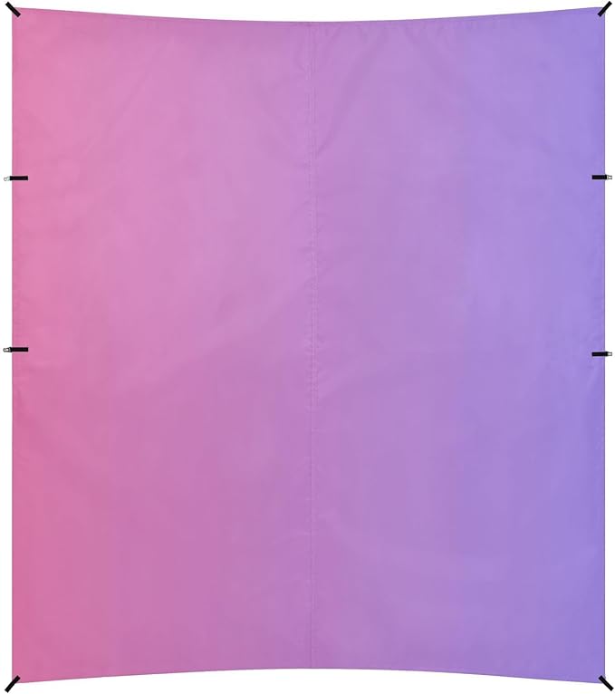 Blue Red Gradient Beach Cabana UPF50 Waterproof Sun Shelter with Sand Shovel Sandbags for Backyard and Camping
