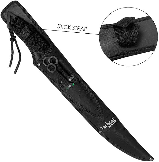 Tactical Flame Skull Machete with 3 Throwing Knives Set