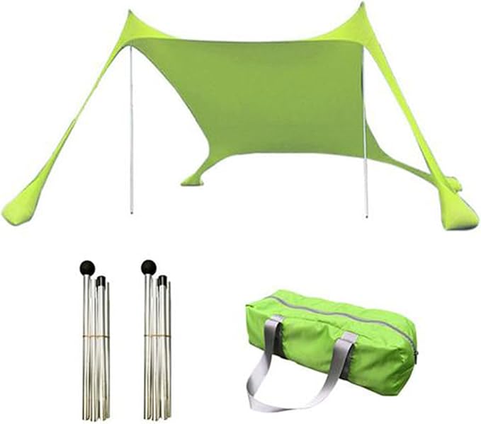 Outdoor Beach Tent Sun Shelter Camping Shades Tents Windproof One-Piece Beach Canopy Tents UPF50+ Portable Family Tent