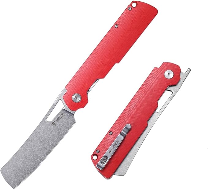 EDC Folding Knife Camping Chef Knife for Man G10 Handle with Pocket Clip. 4.01 Pocket Knife for Outdoor Cooking Fishing &amp Hiking.59-60 HRC D2 Steel Stonewash Blade. XUN119A-RGSt