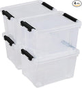 4-Pack 25 L Plastic Storage Bin with Lid and Wheels Clear Plastic Container Box