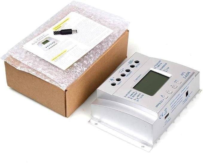 80A Solar Charge Controller 80 amp Solar Panel Regulator with Load Timer 12V 24V Auto with LCD Display USB 5V 1500mA and Usd for Control Landscape Lights and Water Features