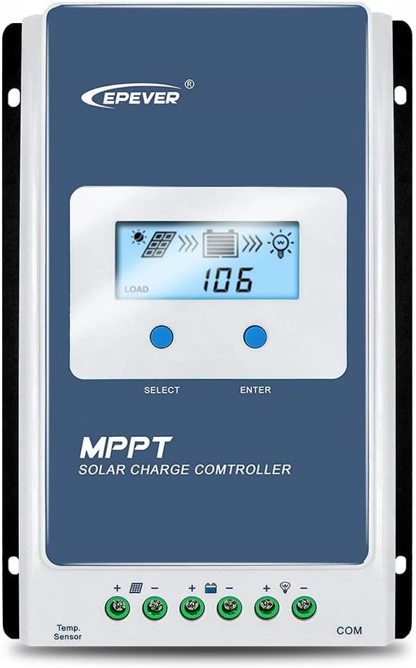 EPEVER 10A Solar Charge Controller MPPT Solar Panel Charge Controller 12V / 24V Auto Working Max PV 100V Solar Charge Battery Regulator with LCD Display for Gel Flooded Sealed Lithium Batteries