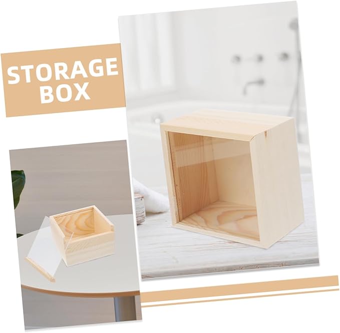 2pcs Wooden Acrylic Storage Boxes Sliding Lids for Jewelry Cosmetics Compact
